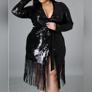 Black Sequin Fringe Jacket/Cardigan